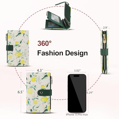 Image of yiijay Womens Wallet RFID Blocking Vegan Leather Trifold Clutch Credit Card Holder Ladies Travel Wallet Purse with Pen Holder, 2Lemon, 6.3 x 4.1 x 1.3 inches, Rfid Wallet