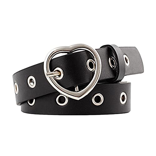 Familyhouse Heart Belt Women Leather Eyelet Heart-Shape Belt for Jeans Dress Ladies Waist Belt
