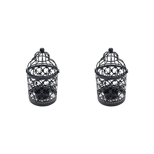 Pastlla FRS1121 2Pcs Metal Tealight Holder, Hanging Birdcage Tealight Lantern Hollow Candle Holders cover
