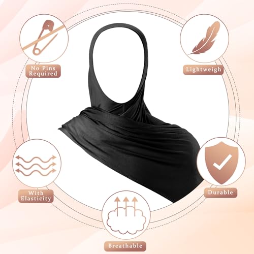 Handepo Instant Jersey Hijab for Women Muslim Head Scarf Lightweight Long Soft Hijab Shawl Stretch Scarf Wrap(Multicolor,6 Pcs) - Thumbnail 2