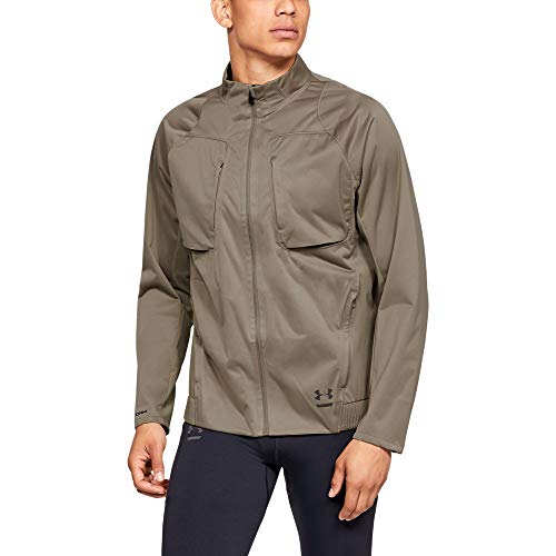 Under Armour Jaqueta masculina UA Perpetual Storm Run XXL marrom claro, Marrom-sedo/amarelo de alta