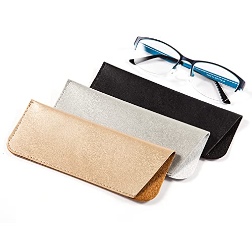 Image of TRIUMPH VISION Reading Glasses Pouch Eyeglass Sleeve Soft Case Slim 3 Pack | Alternative to Bulky Case Lightweight，Neoprene Lined Padded Protect Optical lens Slip in, Cute Pattern Portable for Daily Use