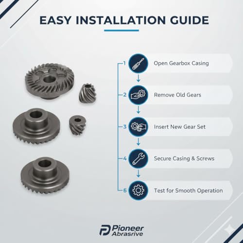 Image of Pioneer Abrasive Spiral Bevel Gear Set for GWS6-100 / GWS600 Angle Grinder | High Strength Replacement Gear Kit | Durable Pinion & Bevel Gears for Power Tools