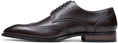 Image of Jousen Men's Dress Shoes Leather Wingtip Formal Business Oxford Shoes Brogue Retro Derby Dress Shoes for Men