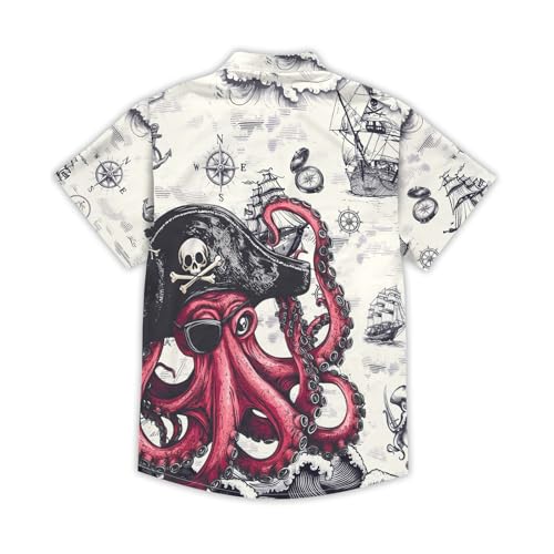 THE PIRATE KING Funny Pirate Hawaiian Shirt Men's Aloha Shirt Summer Beach Vacation Short Sleeve Casual Button Down Shirt3