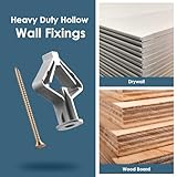 60-Pack Plasterboard Wall Plugs, Gypsum Board Fixing Anchors for Hollow Walls, Universal Heavy-Duty Drywall Anchors, Self-Expanding Gray Anchors, Anti-Rotation Expanding Plasterboard Screws - Image 3