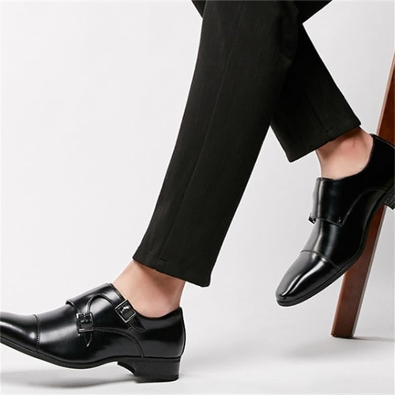 Men's Slip-on Dress Business Leather Shoes Pointed Toe Low-top Oxford Shoes
