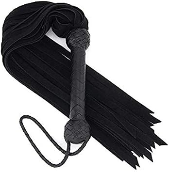 Fun Guru Genuine Buffalo Suede Leather Fully Handmade Whips - Suede Leather Crop for Horses - Performances and Show - Horse Training Whip - Black