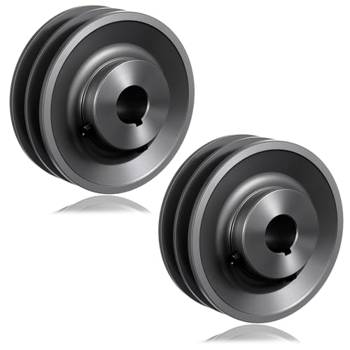 Frienda 2 Pcs 2ak46-7/8 Double Groove V Belt Pulley 4.45" x 7/8" Cast Iron Fixed Bore Pulleys, 7/8 Inch Inner Diameter, 4.45 Inch Outer Diameter, for a, 3l, and 4l (A and Ax) V-Belts