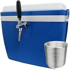 Chopeira A Gelo 34L com Torneira Italiana Cromada, Serpentina 10m e Destrave para Barril 5L Azul