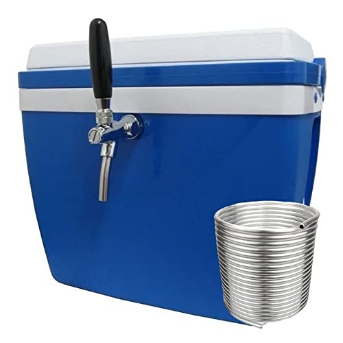 Chopeira A Gelo 34L com Torneira Italiana Cromada, Serpentina 10m e Destrave para Barril 5L Azul