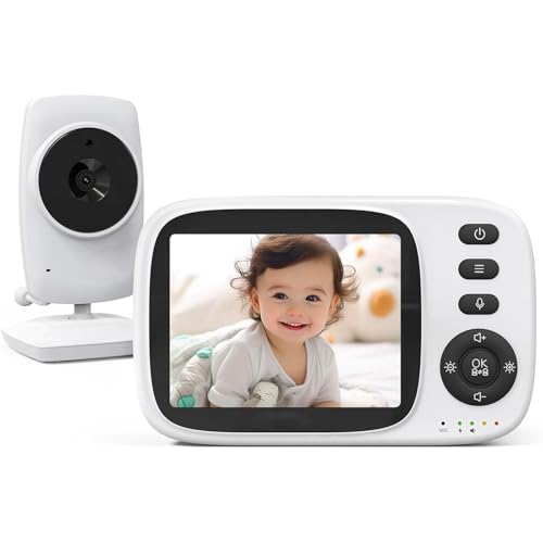 Monitor Bebé Camara, 3.2 Pulgadas Monitor para Bebé con Camara, Encriptación Digital, Visión Nocturna Infrarroja, Two-Way Audio, Infrared Night Vision, Temperature Monitoring, Lullaby