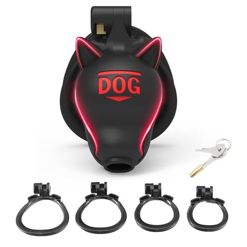 Male Cock Cage Chastity Device Sex Toys, 3D Dog Head Breathable Penis cage Design with 4 Cock Ring Chastity Devices Lightweight Penis Cage Sissy Bondage Toy for Adult Play and Fetish Enthusiasts