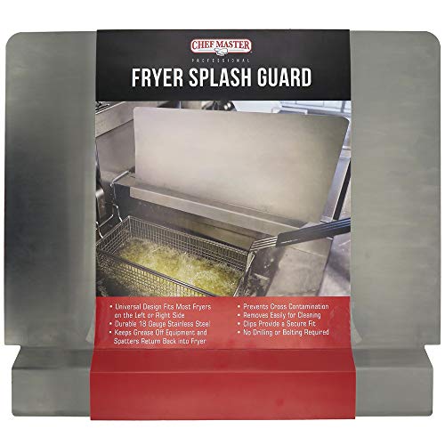 Chef Master 90059 Commercial Deep Fryer Splash Guard | Stops Oil From Splattering | Clips Provide A Secure Fit | Durable 18 Gauge Stainless Steel | Measures 20.5 X 15 Inches | 2 Pack #TOP22