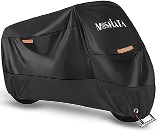 MOSFiATA Waterproof Motorcycle Cover, 210D Thickned Oxford Cloth with Lock Holes, for Honda, Yamaha, Suzuki, Kawasaki, Outdoor Protection, 96.46 x 41.34 x 49.21 inch