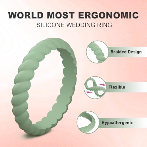 Image of Egnaro Women's Silicone Anniversary Rings, 2.5mm Wide 1.8mm Thick Stackable Rubber Wedding Band, Thin Stylish Comfort Fit Silicone Ring for Nurse, Workout, Work, Pregnancy, Travel, Daily Gift