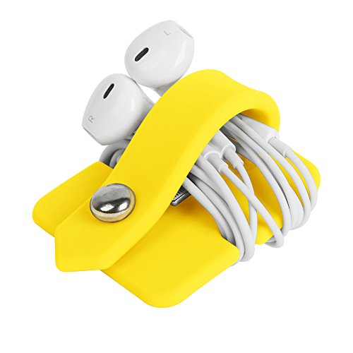 Image of Portable Electronic Device Cover Cord Organizer for Earphones, Yellow