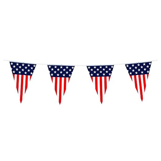Boland 44950 - Chaîne de fanions USA, 6 mètres, impression d'un côté, décoration d'Amérique avec Stars and Stripes, décoration de fête pour carnaval et fête à thème