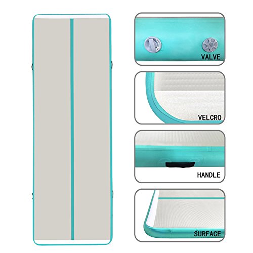 Ez Glam Inflatable 13 Ft Tumbling Gymnastic Air Floor Mat Track Cheerleading For Home Use/Cheerleading/Beach/Park And Water (13Ftx3.3Ftx4In(4X1X0.1M), Llight Green-L) #TOP1