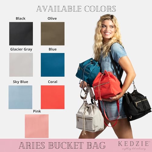 Image of KEDZIE Aries Convertible Bucket Bag 3-Way Backpack Crossbody Strap Purse for Women