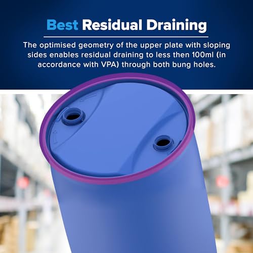 Image of 55 Gallon Blue Tight Head Plastic Drum, BPA Free, UN Rated, 2 inch NPT & 2 inch Buttress Fittings