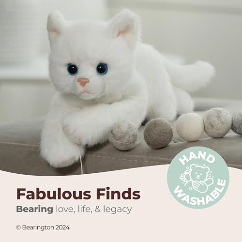 Image of Bearington Lil' Muffin White Cat Stuffed Animal - 8 inch Adorable White Cat Plush Toy with Soft Fur and Lifelike Details - Cute and Cuddly Stuffed Kitten Plushy - Adorable Gift for Kids and Toddlers