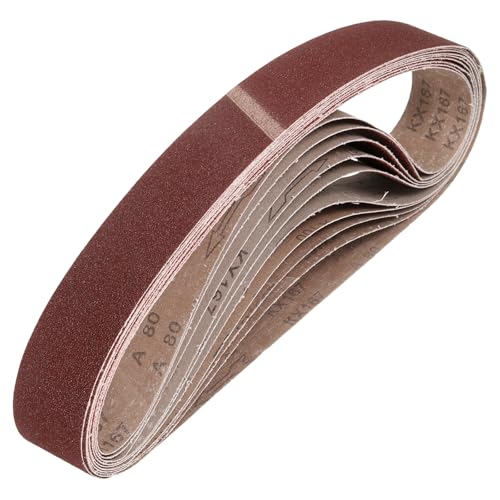 sourcing map 50mm x 686mm Sanding Belts, 10 Pcs 80 Grits Aluminum Oxide Abrasive Belt Sander File Belt for Woodworking, Metal Polishing, Knife Sharpener