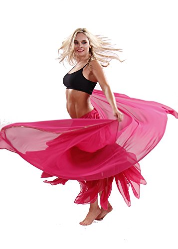 Belly Dance Chiffon Veil with Sequins (Fuchsia, Silver)