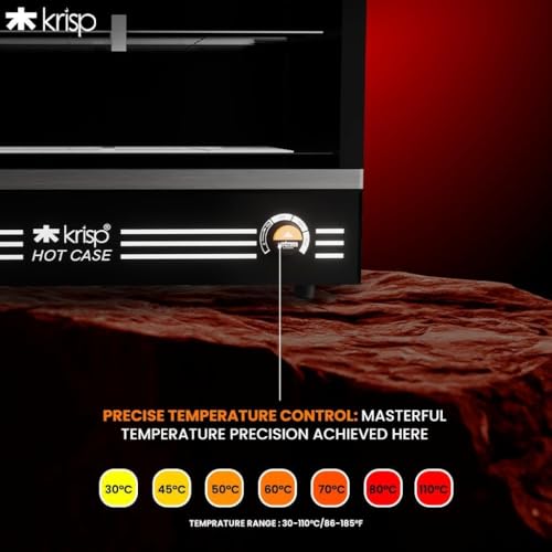 Image of KRISP Electric Patties Hot Case with Sliding Door | Commercial Food Warmer Oven for Bakery, Fast Food Counter | Buffet Oven for Puff Warmer Machine for Shop | 48 litres Capacity (Black) 700 Watts