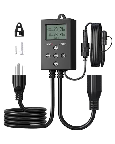 DEWENWILS Repeat Cycle Digital Timer Interval Timer Outlet Infinite/Day/Night Cycles Photocell Light Sensor for Hydroponics Aquaponics Aeroponics Pump Fan Water Heater Indoor Use 1625W/125V/13A