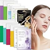 12 Pezzi Maschera Viso in Tessuto, Maschera Idratante,Maschere per il Viso Idratante e lenitiva,Con Effetti Diversi,Mirato Alla Pelle Secca,Convient à La plupart Des Femmes