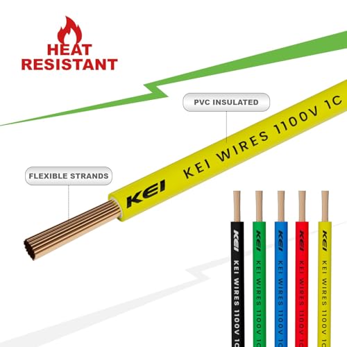 Image of KEI CONFLAME GREEN PLUS 2.5 sqmm 1 Core, 99.97% Pure Copper Conductor,FRLSH - Lead Less Insulation House Wire Suitable for Domestic & Industrial Electrical Wiring (Yellow, 180 Meters)