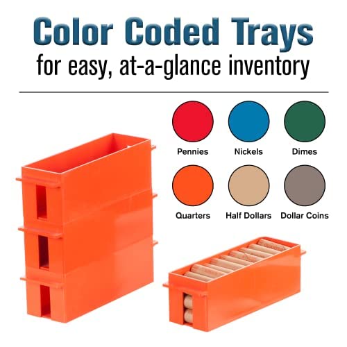 Banksupplies Quarter Large Capacity Coin Storage Box | Orange | 300 Dollar Capacity | Coin Organizer | High Capacity Coin Box | Stackable Rolled Quarter Holder #TOP4