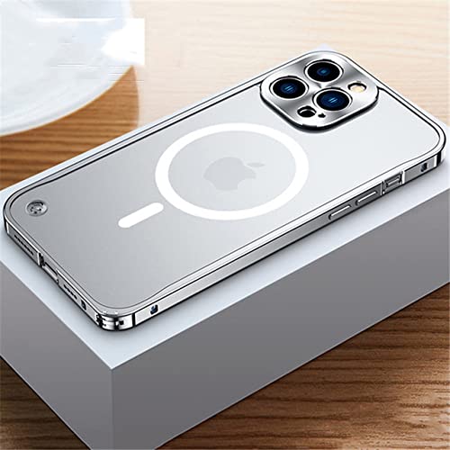 Coque iPhone 13 Pro Max anti-rayures dos acrylique givré et cadre métallique argent