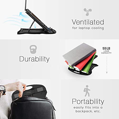 Novtech-Adjustable-Laptop-Stand-Riser-Ventilated-Portable-Foldable-Compatible-with-MacBook-Notebook-Tablet-Tray-Desk-Table-Book-with-Free-Mobile-Stand-Black