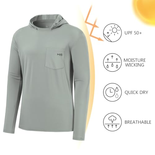 Image of BASSDASH Men's UPF 50+ Fishing Hoodie Shirts with Chest Pocket Lightweight UV Sun Protection Long Sleeve Hiking Sports FS34M