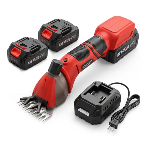 YEACHA Sheep Shears, 20V Horse Clippers Cordless, 2x4.0Ah Batteries Brushless Clippers, Heavy Duty Electric Shears, Horse Grooming Kit for Thick Coat