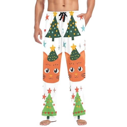 Christmas Santa Men's Pajama Bottoms Plaid Pajamas Pants for Men Soft Long Lounge Woven Pj Sleep Pant with Pockets