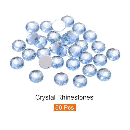Image of MECCANIXITY Flat Back Round Acrylic Rhinestones,16mm Sky Blue Flatback Crystal Rhinestones for Crafts Clothes Shoes DIY Decoration Gifts 50Pcs