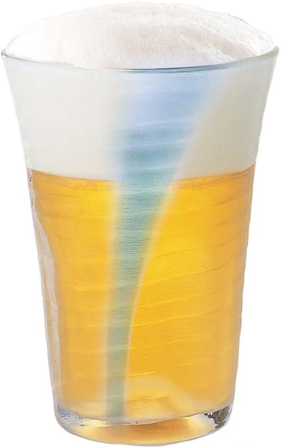 東洋佐々木ガラス Toyo Sasaki P-52013-J118S Beer Glasses, Mountain (Sold by Case), Clear & Blue, 11.8 fl oz (350 ml), Set of 2 x 24
