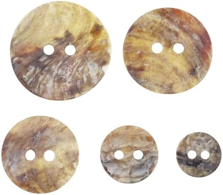 ECSiNG 100Pcs 5 Sizes Pearly Buttons Natural Shell Round Buttons 2-Hole ...