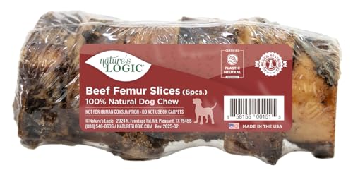 Nature's Logic Beef Femur Slices Dog Chews - Supports Dental Health - Ideal for Aggressive Chewers - Long-Lasting Chew - Beef Femur Slices Treat