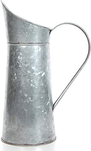 Hosley Galvanized Pitcher 14 Inch High Decorative Use Ideal Gift for Floral Arrangements Weddings Spa Flower Arrangements O3