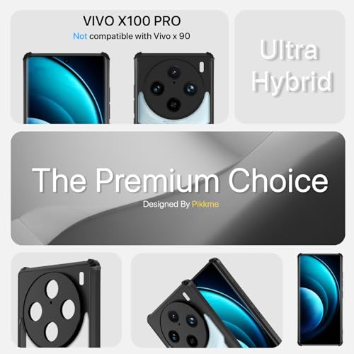 Image of Outlouders Back Cover for Vivo X100 Pro 5G | Ultra Hybrid Transparent | Full Camera Protection | Raised Edge | Crystal Clear Bumper Case(Black)