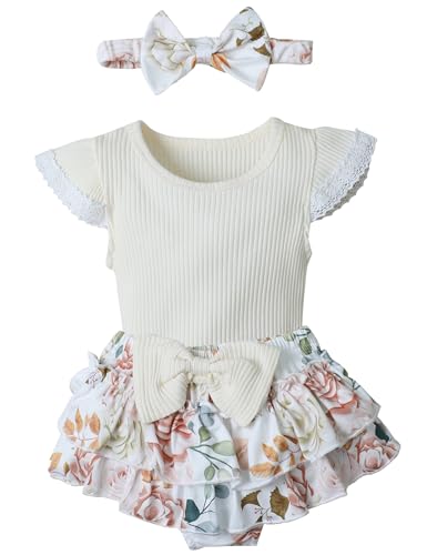 Image of Hevemexy Newborn Girl Clothes Daddy's Princess Romper Floral Bowtie Shorts Headband 3PCS Baby Girl Outfits