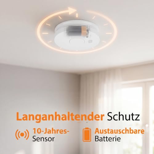 Smartwares Rauchmelder, 10-Jahres-Sensor, Austauschbare Batterie, 2er-Pack – Ansicht 6