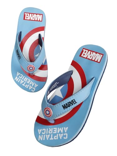 Image of Kidsville Official Marvel Comics Captain America Printed Boys Blue Flip-Flop | Soft, Non-Slip, Indoor, Outdoor, House Slipper, Comfortable & Durable Footwear for Children