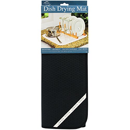 Envision Home Absorbent, Reversible Microfiber Dish Drying Mat For Kitchen, 16 Inch X 18 Inch, Black #TOP7