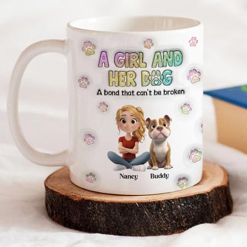 Taza personalizada Wrappiness Dog Mom 11 oz cerámica miniatura 3