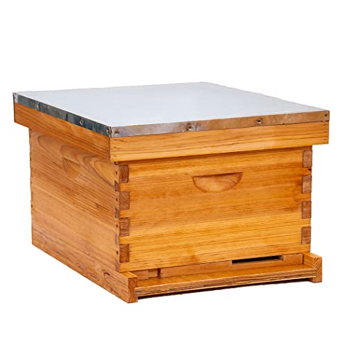 Honey Lake 10 Frame Bee Hive Starter Kit and Beekeeping Supplies, Beeswax Coated Bee Hives Boxes Starter Kit with Beehive Tool Kit Includes Bee Smoker Beekeeper Hat - Image 3